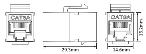 RJ45/8P8C kat.6A konektor UTP zásuvka-zásuvka typ KEYSTONE čierna