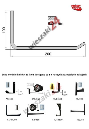 Vešiak na pneumatiky K1/8x200