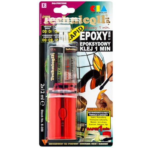 EPOXIDOVÉ MONTÁŽNE LEPIDLO 2x12ml NA KOVOVÉ DREVO, ČÍRE DVOJZLOŽKOVÉ