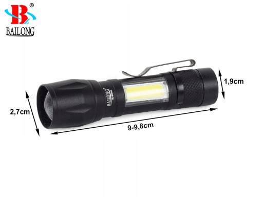 BAILONG MINI CREE ZOOM XP-E COB CLASSIC VRECKO POLICAJNEJ BATERKY