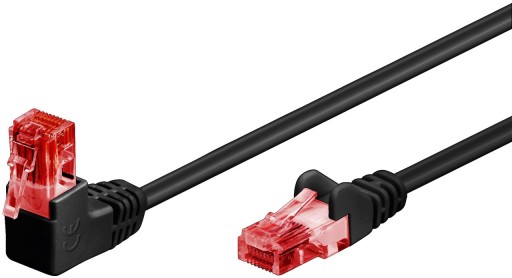 LAN UTP CAT 6 sieťový kábel 1x 90° čierny 3m