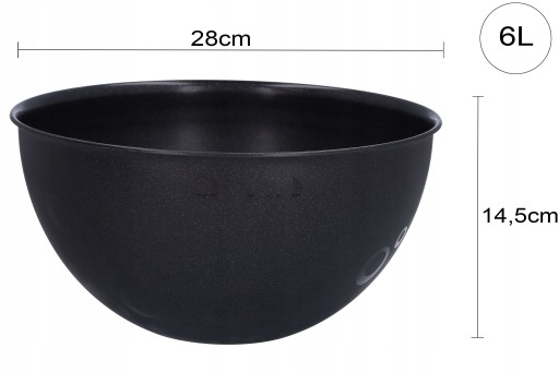 MISKA Plastové misky, veľká kuchyňa, 6l, na šalát, tortu, čierna, 28 cm