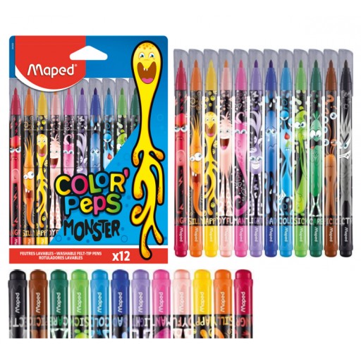Popisovacie perá 12 farieb Maped ColorPeps Monster