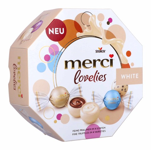 Pralinkové čokolády ku dňu babičky MERCI Lovelies White 185g DARČEK