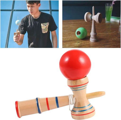 KENDAMA DREVENÁ KLASICKÁ JAPONSKÁ ZRUČNOSTNÁ HRA CHYTNUTIE LOPTY