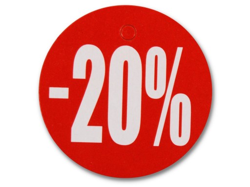 ŠTÍTOK -20% KRUHOVÝ KRUH 4,5CM PROPAGÁCIA TABULE