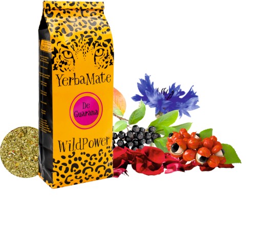 Yerba Mate DE GUARANA 200g WildPower arónia guarana okvetné lístky ruže chrpa