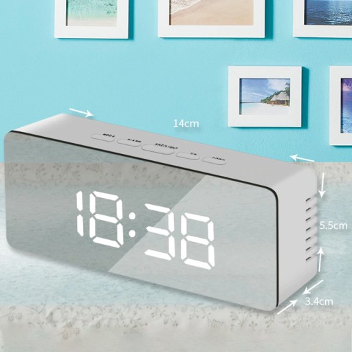 BUDÍK ELEKTRONICKÉ HODINY TEPLOMER ZRKADLO LED