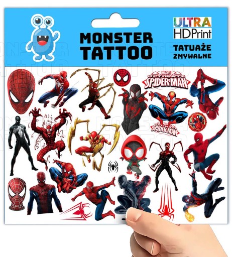 UMÝVAJÚCE DOČASNÉ TETOVANIE PRE DETI DETSKÝ SPIDERMAN ORIGINÁLNE DIZAJNY