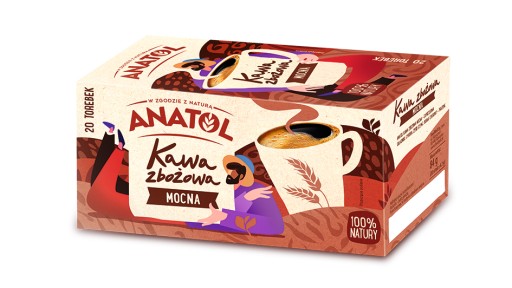 Anatol Grain Coffee, silná, prírodná, bez kofeínu, 84g