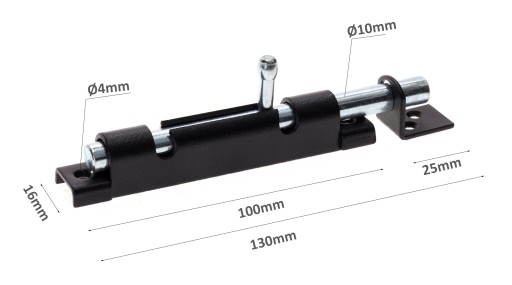 Oceľová západka Bolt Lock BLACK 100x16mm