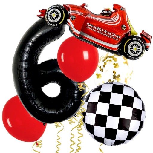 Sada narodeninových balónov Motorsport Bolid Formula F1 RACE pretekárske auto CYFRA 6