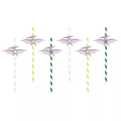Pruhované papierové tuby s pterodaktylom 20cm, 6 ks
