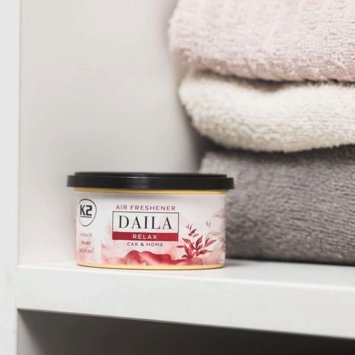 Vôňa do auta K2 DAILA RELAX v plechovke na domáce pačuli