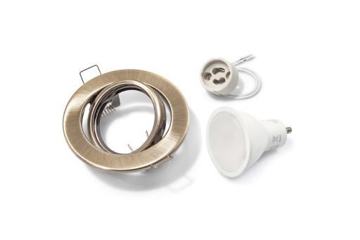 SET POHYBLIVÉ HALOGÉNOVÉ SVETLO MOSADZ + LED ŽIAROVKA 5W + GU10 6000K