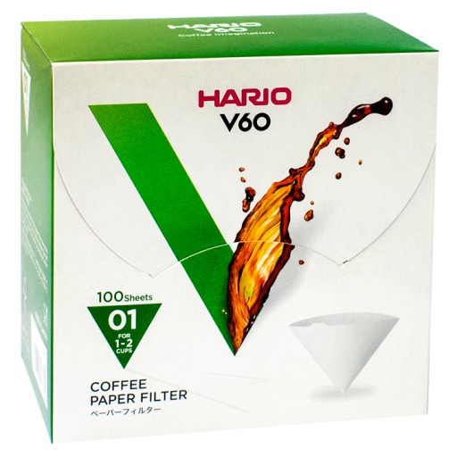 Hario papierové filtre na prekvapkávanú kávu V60 VCF-01 biele 1 balenie x 100 ks (BOX)