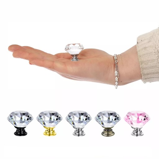 KRIŠTÁĽOVÁ NÁBYTKOVÁ KĽÚČKA rukoväť 30mm CRYSTAL Glamour rukoväť