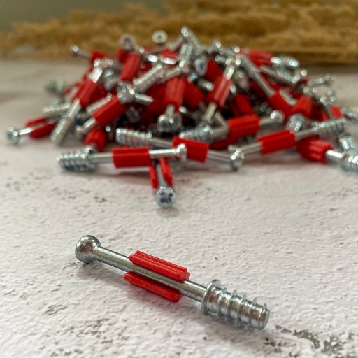 Excentrický čap 100 kusov 34 mm s krytom ČERVENÝ