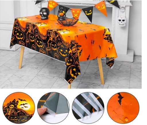 Obrus 137x180cm na halloweensku vodeodolnú tekvicovú dekoráciu na stôl