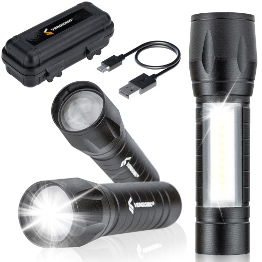 Silná, nabíjateľná vojenská LED COB USB nabíjateľná taktická baterka + puzdro