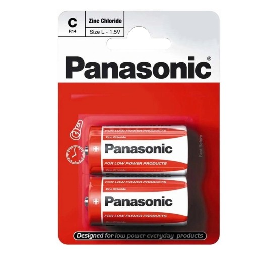 8x zinkovo-uhlíková batéria Panasonic C R14 1,5V