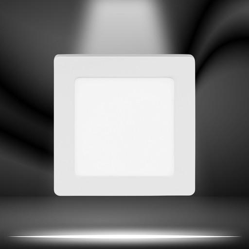 Prisadené LED panel 6W, biele, štvorcové neutrálne stropné svietidlo