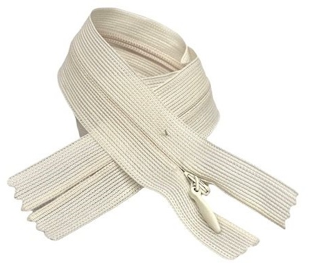 Zips skrytý tuhý krémový 18 cm
