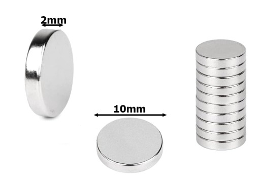 SILNÉ NEODYMIOVÉ MAGNETY SADA 10 KS 10mm x 2mm