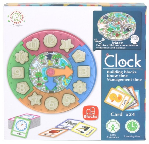Triedič hodín Vzdelávacie puzzle bloky tvary bludiska Hodiny učenia