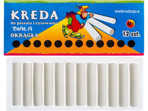 BIELE KRÚHLA ŠKOLSKÉ KRIEDY NA TABULE M1 12 KS