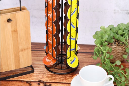 RACK NA KAPSULE Dolce Gusto na kávu, 28 kusov kapsúl, otočný, čierny