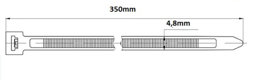 Sťahovacie pásky, čierne, 4,8 X 350 / 100 ks