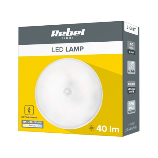 Dobíjacia LED nočná lampa, bezdrôtový pohybový senzor, Rebel magnet