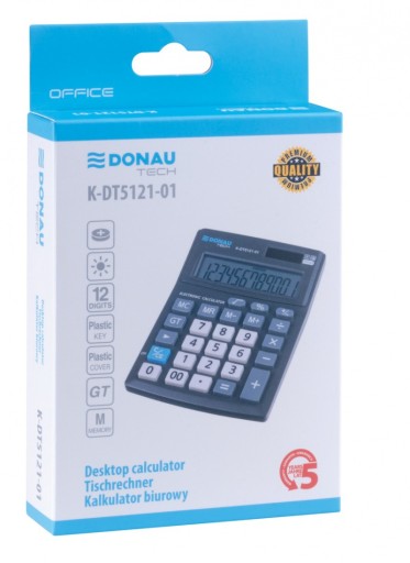 DONAU TECH OFFICE kancelárska kalkulačka 12-miestny displej 137x101x30mm čierna