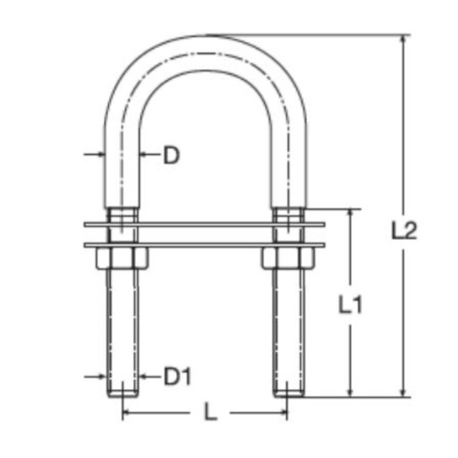U-BOLT NEREZOVÉ NEREZOVÉ M5X78 KOTVIE OKO