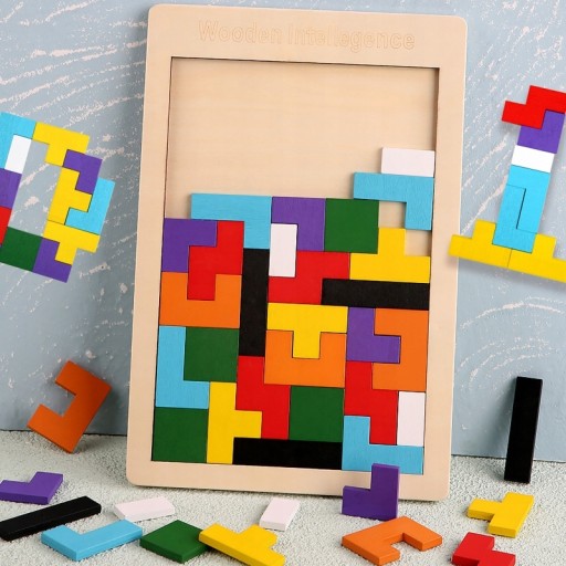 V2 TETRIS DREVENÉ LOGICKÉ HRANÉ BLOKY HÁDANKA