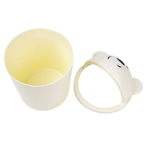 Odpadkový kôš s medvedíkom, mini, malý, stolný kúpeľňový kôš, biely, 1,5L