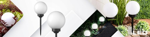 Solárne záhradné svietidlá, LED guľa, biele, 15 cm, pre záhradnú tyč
