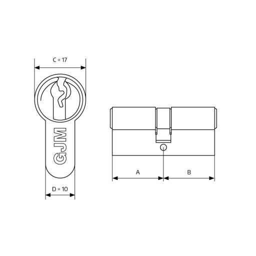 VLOŽKA DVERÍ GJM MOSADZ 3 KĽÚČE 30/30