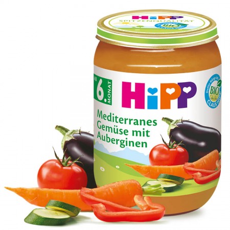 Hipp Bio stredomorská zelenina Baklažán 6m 190g