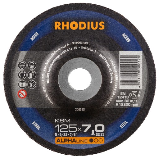 RHODIUS 200018 KSM BRÚSNE KOTÚČE KOVOVÉ 125x7 x22,23