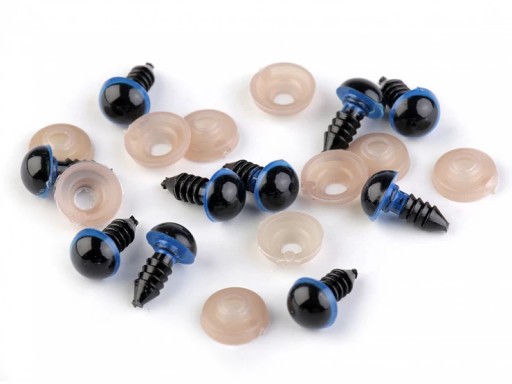 Oči pre maskotov 12mm modré a čierne 10 ks.