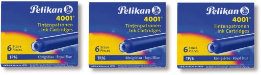 Náplne do plniacich pier Krátke náplne MODRÉ 6 KS Pelikan x3 bal