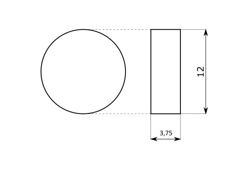 Neodymový magnet 12x3,75mm okrúhly pevný 5 kusov
