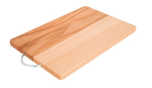 Drevená obdĺžniková doska na krájanie s kovovou rukoväťou Woody 30 x 20 cm