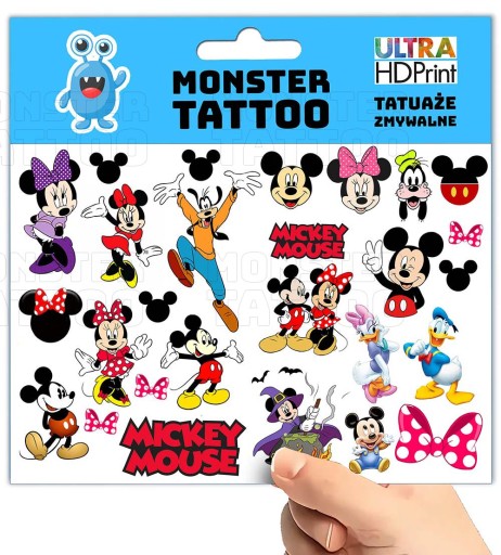 UMÝVAJÚCE DOČASNÉ TETOVANIE PRE DETI MICKEY MOUSE ORIGINÁLNE DIZAJNY