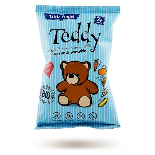 Mini TEDDY kukuričné chrumky, mrkva a tekvica, od 7 mesiacov, GELFREE. BIO 30