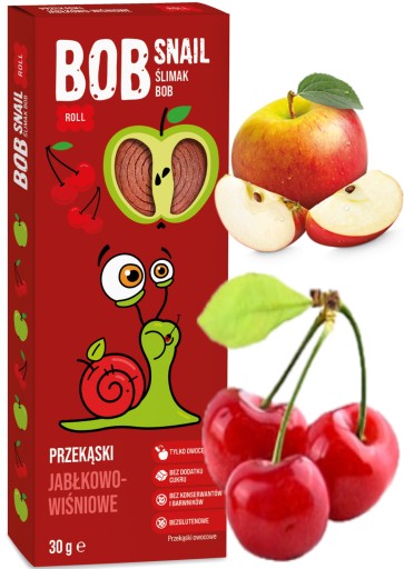 BOB SLIMÁK Jablkovo-čerešňový ovocný snack 30g