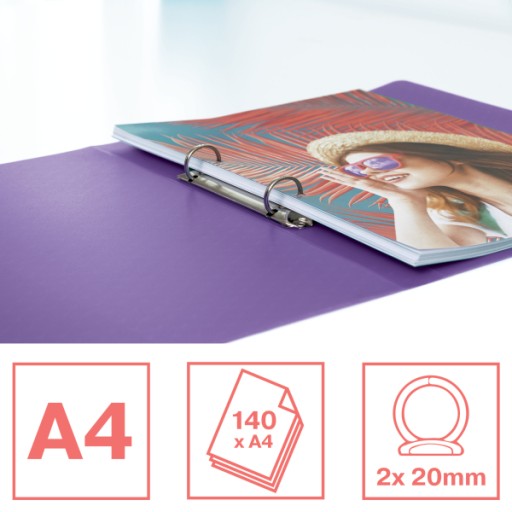 Zakladač na dokumenty A4 RING 2 RR 25mm fialový Esselte