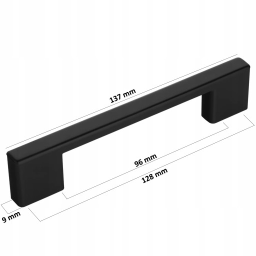 Štvorcový čierny nábytok Rozteč úchytiek 96 mm a 128 mm
